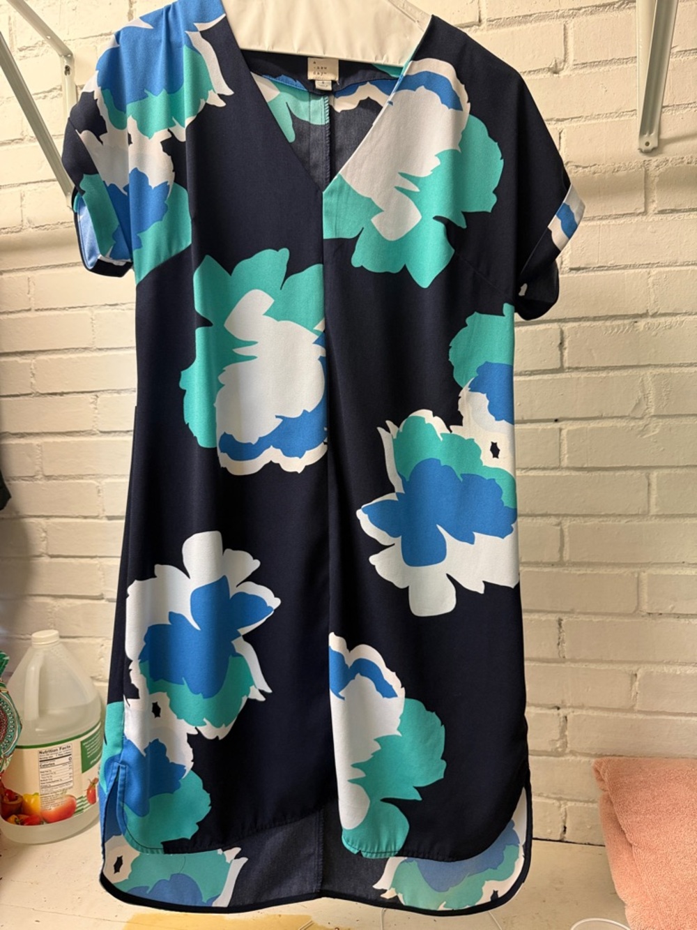 a new day Navy Floral High-Low Dress with Teal & Blue Accents